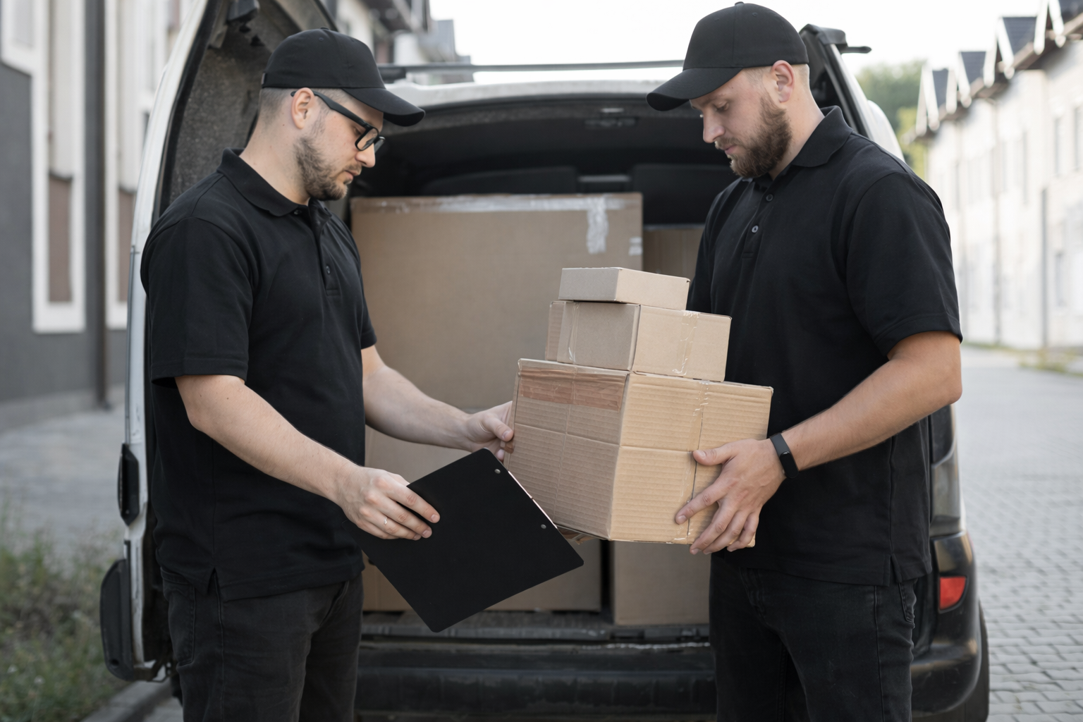 Local movers working together to load a moving truck with furniture and boxes – Easy Best Move